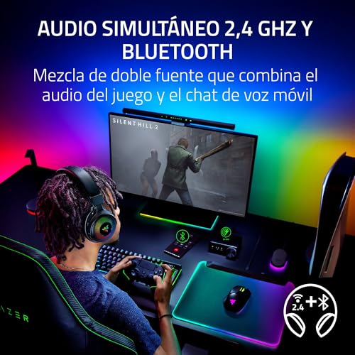 Razer Kraken V4 Pro - Auriculares inalámbricos para Juegos con Centro de Control - Háptica Razer Sensa HD (Controladores Triforce de 40mm, Razer HyperSpeed & Bluetooth, THX Spatial Audio) Negro