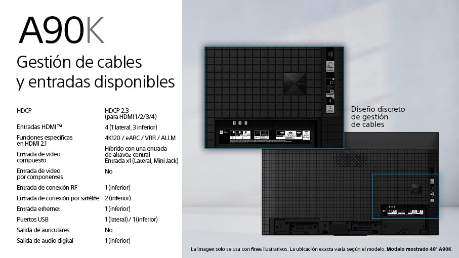 Sony OLED Master Series - 48A90K BRAVIA XR, TV 48 pulgadas, 4K HDR 120Hz y HDMI 2.1 óptimo para PS5, Smart TV (Google), Dolby Vision-Atmos, Pantalla Triluminos Pro