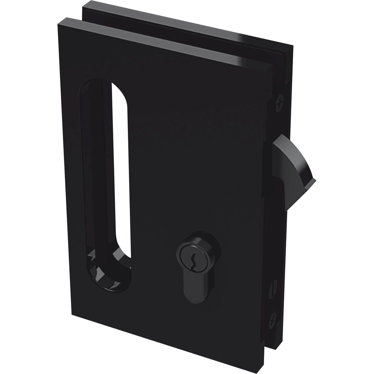 COLCOM PZ - Cerradura para puerta corredera de cristal (con pestillo de arco y manija, aluminio negro)