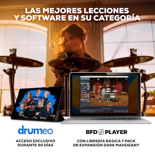 Alesis Crimson III - Set de Batería Eléctrica, Bluetooth, MIDI, Parches de Malla Doble Zona, Ride Triple Zona, Platillos con Choke, Lecciones de Drumeo y BFD, Admite Doble Bombo, Rojo