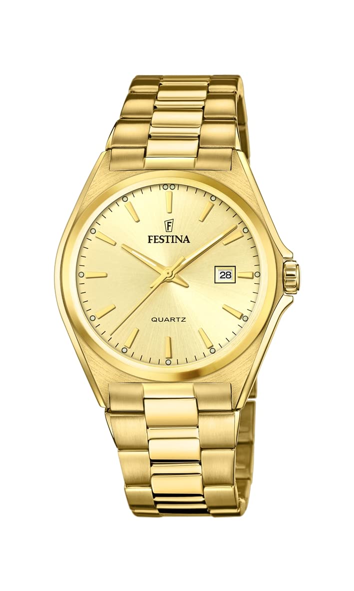 Festina Reloj Hombre F20555/3 Acero Clasico Caja de Acero Inoxidable 316l Dorado Correa de Acero Inoxidable 316l Dorado