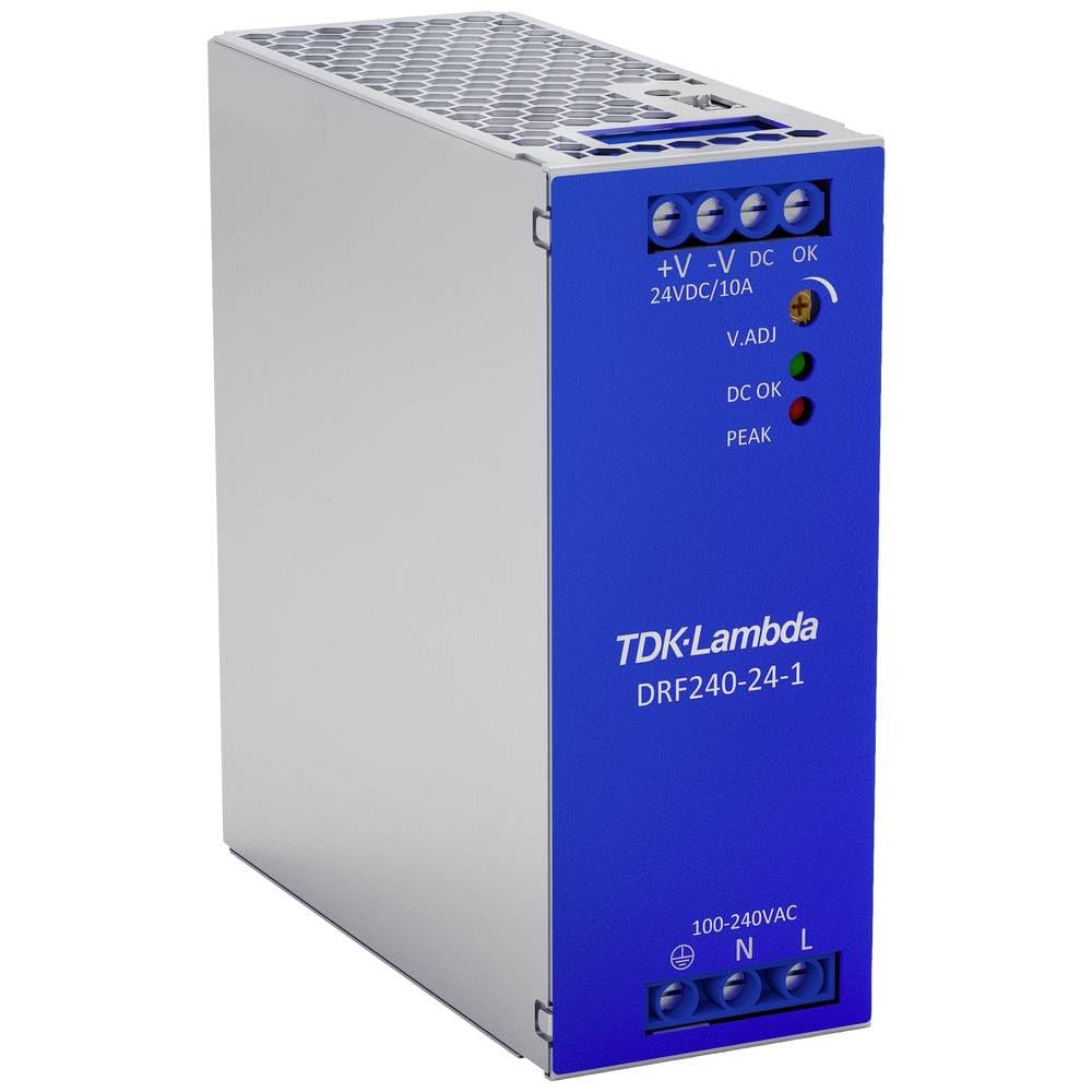 TDK - Fuente de alimentación para carril DIN DRF-240-24-1, 24 V/CC, 240 W, 1 x