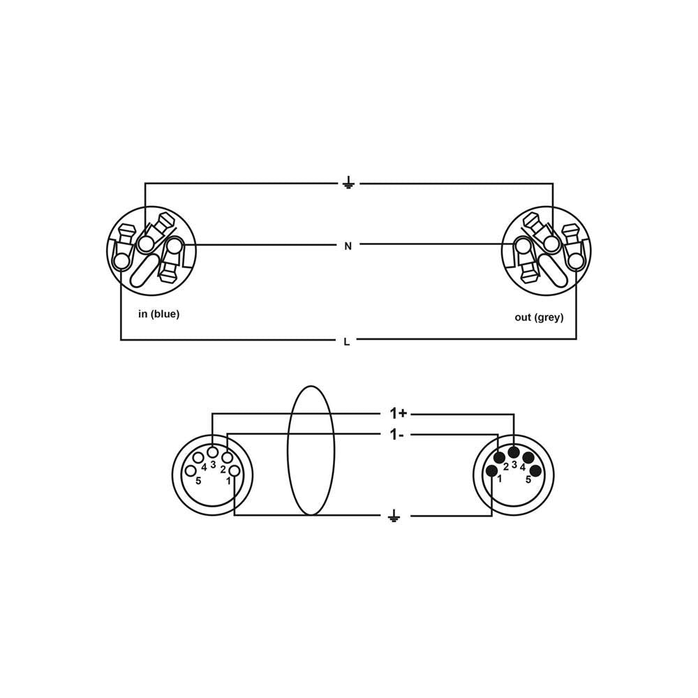 CORDIAL - Cable DMX XLR 5 puntos + PowerCON 5 m