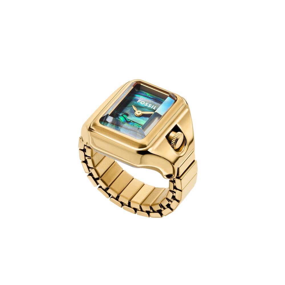 Fossil Reloj Raquel para Mujer, Movimiento de Cuarzo a Dos Agujas con Correa de Acero Inoxidable, Tono Dorado y Verde Azulado