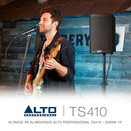 ALTO TS410 Altavoz Autoamplificado 2000W 10 Pulgadas con Mesa de Mezclas de 3 Canales, Streaming Bluetooth, Emparejamiento Inalámbrico de Altavoces, DSP y App