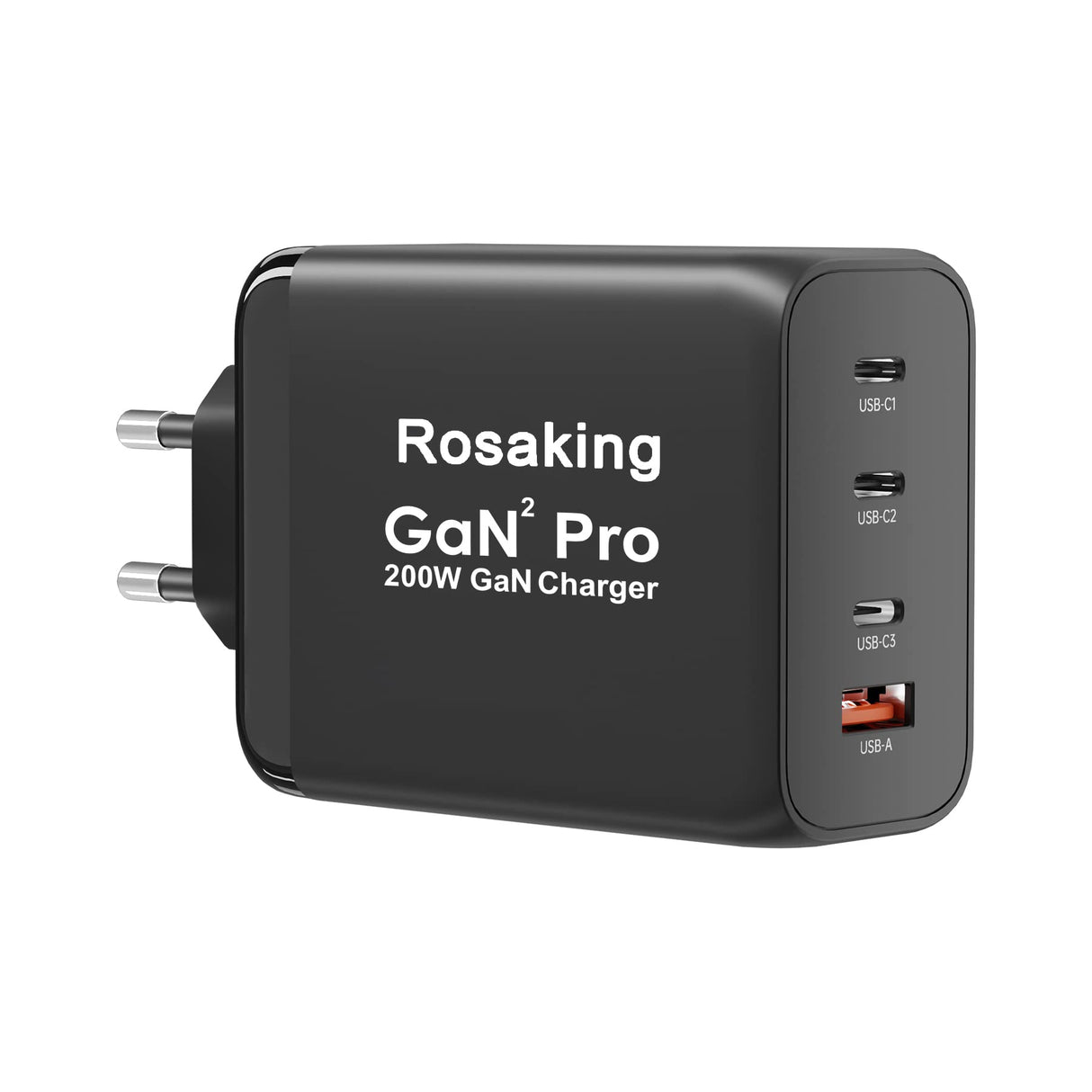 Rosaking Cargador USB C 200W,Cargador Rápido GAN III Tech,4 Puertos Cargador Rapido USB C para MacBook Air,Cargador Compatible con Samsung Galaxy Book