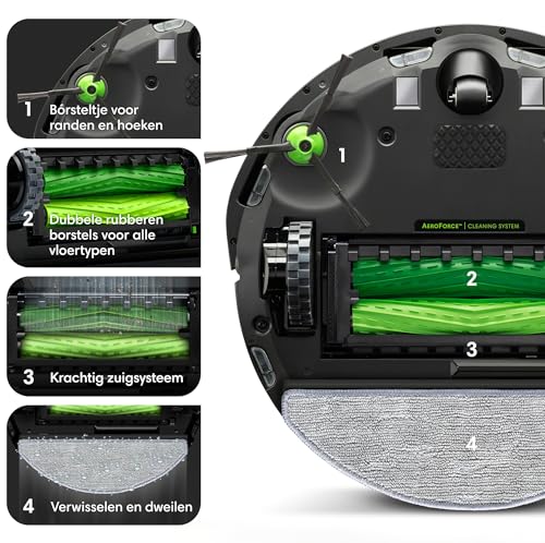 iRobot Roomba Combo i8 Robot Aspirador y Friegasuelos 2 en 1 Cepillos Goma antienredos Ideal Mascotas Mapeo avanzado y selección Zonas Navegación Inteligente Recarga y reanuda Control por Voz y App.