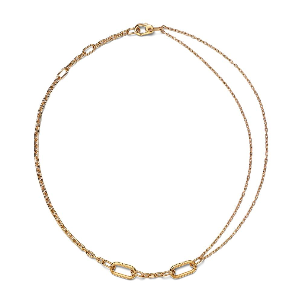 PANDORA ME Collar de eslabones chapado en oro de 14 quilates, 45