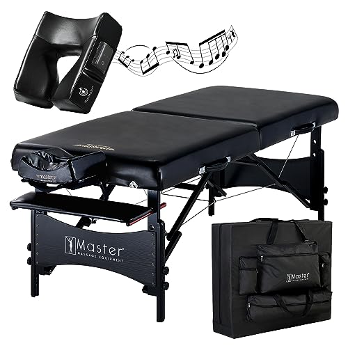 Master Massage Banco de Masaje portátil Plegable de Madera con cojín Musical y Altavoz, 76 cm