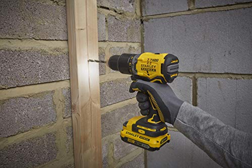 STANLEY SFMCD715D2K-QW Taladro Percutor V20 LI-Ion 18V Brushless con 2 Baterías 2Ah Inlcuye Cargador y Maletín