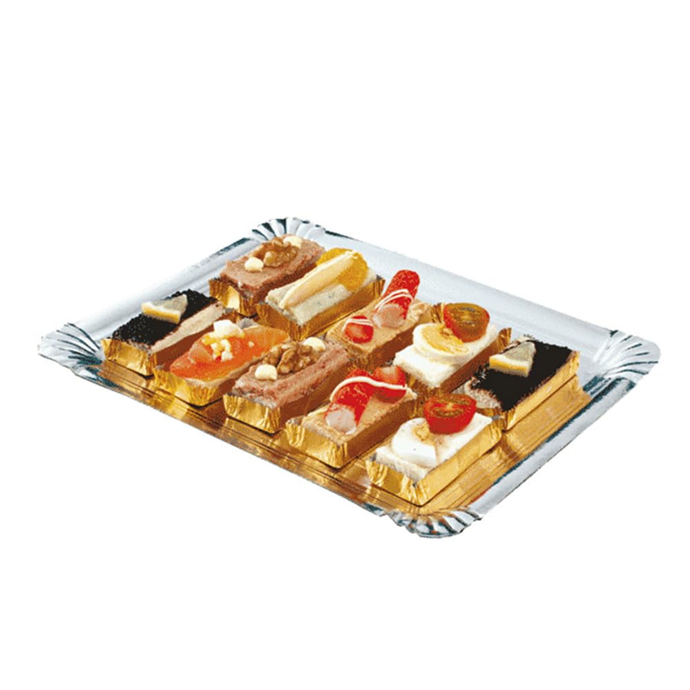 García de Pou 131.80 Bandejas Catering Doble Cara, 28 x 42 cm, 2500 unidades, Oro y Plata