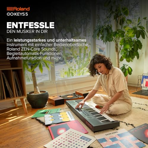 Teclado para creación musical Roland GO:KEYS 5 | Teclado de 61 notas | Generador ZEN-Core con más de 1.000 sonidos integrados | Altavoces estéreo integrados | Entrada de micro – Grafito