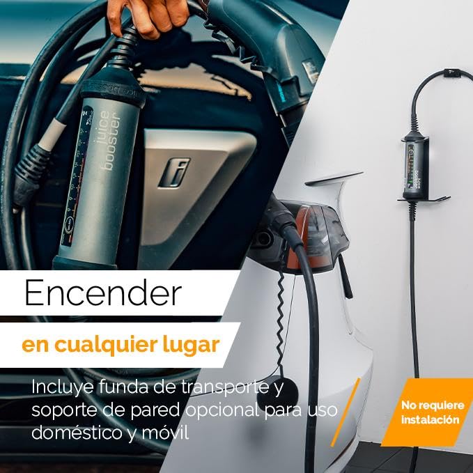 Juice Booster 2 Traveller Plus Set, Mobile Wallbox 22kW Sin Instalación, Cargador Coche Electrico con Cable Tipo 2, Ligero e Impermeable IP67, Incluye CEE 32/16 Rojo + EU Schuko + Adaptador Tipo 2