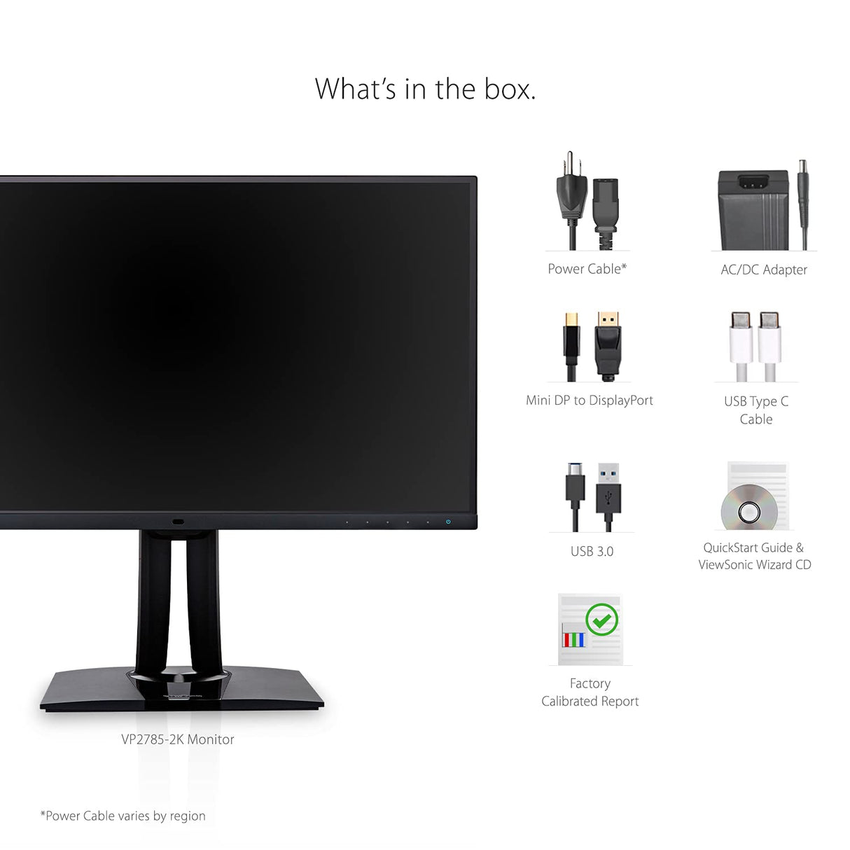 Viewsonic ColorPro VP2785-4K Monitor para Fotografía 27" pulgadas con función de calibración 4K, panel IPS, 99% AdobeRGB, PIVOT, HDR10, USB-C, negro