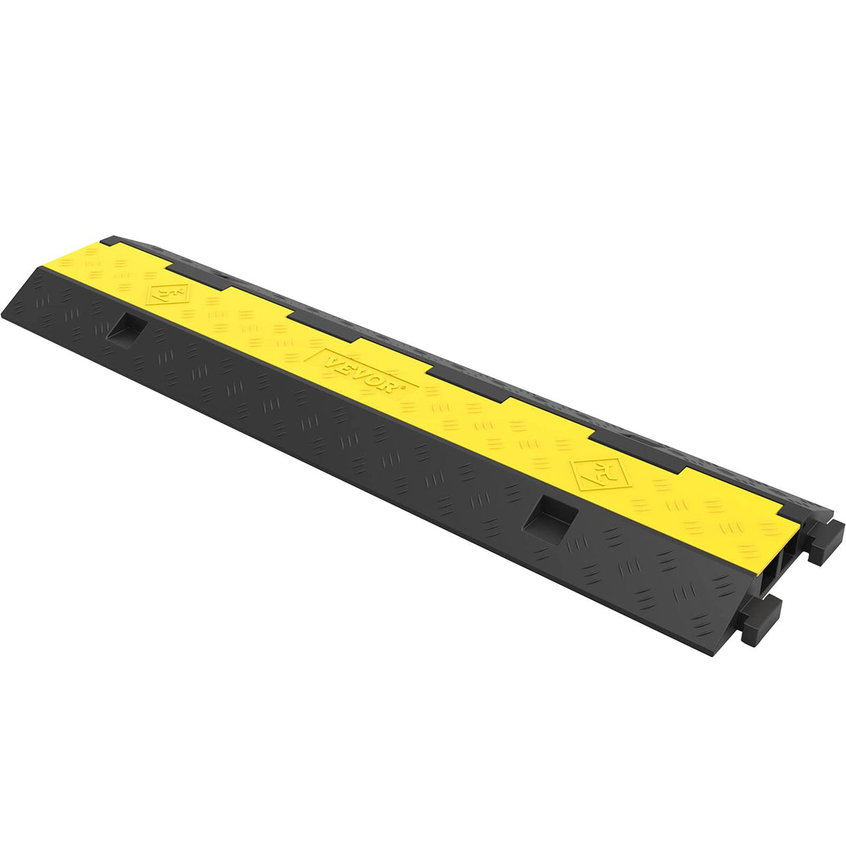 VEVOR Rampa de Protección de Cable 5 Piezas 2 Vías Canaleta Pasacables de Suelo 3,2x3,1cm Protector de Cables Caucho y PVC Capacidad de Carga 4,989kg Cubiertas de suelo para Cables Negro y Amarillo
