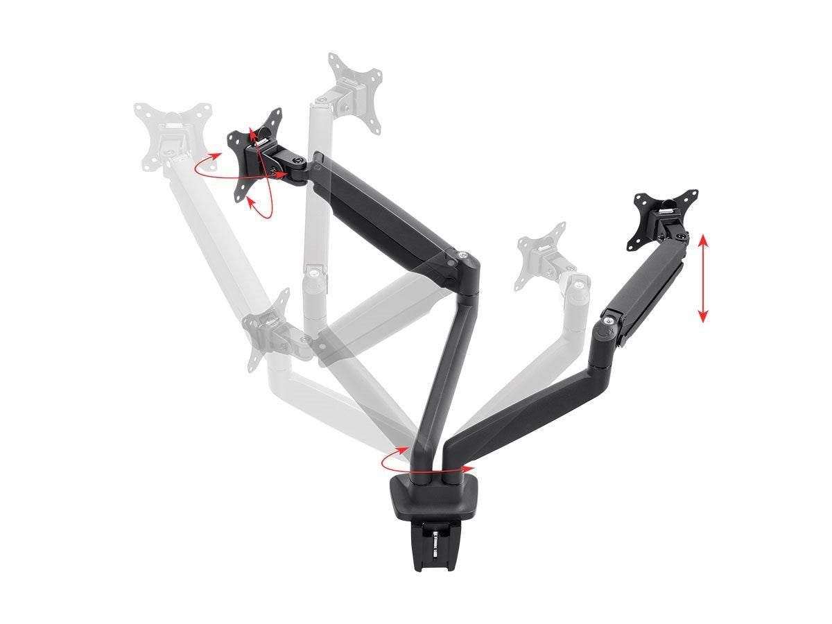 Monoprice 115525 Soporte de Escritorio Ajustable con Resorte de Gas para Monitor Dual (15 a 34 Pulgadas)