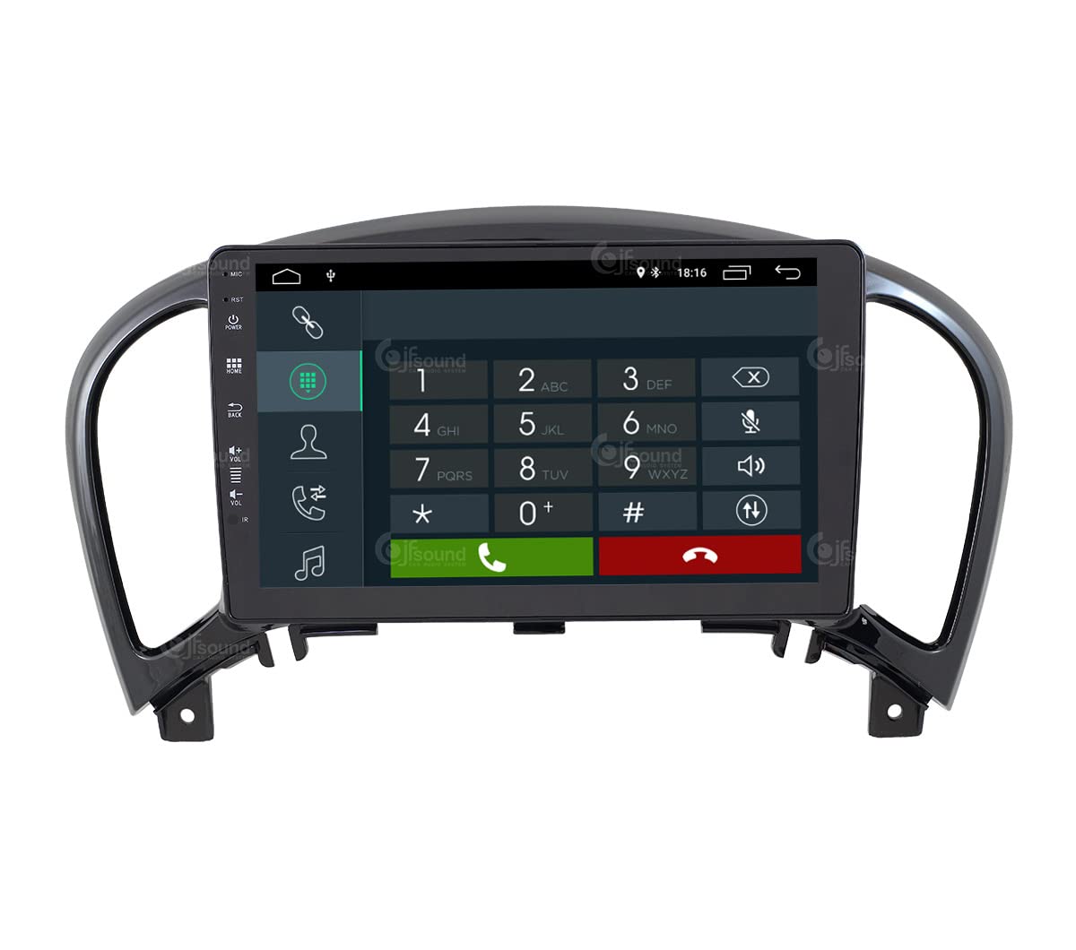 Jf Sound car audio system JF-037NJA-XDAB Autorradio de Ajuste Personalizado Compatible con Nissan Juke Android GPS Bluetooth WiFi Dab USB Pantalla táctil Full HD 9", Negro
