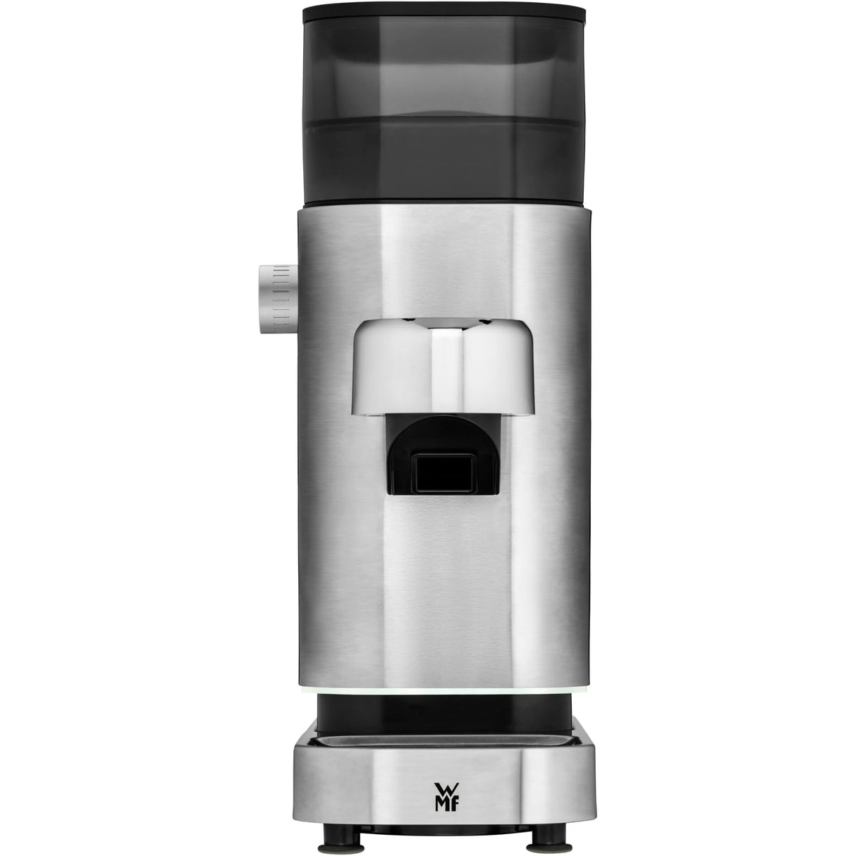 WMF Lumero - Molinillo de café espresso eléctrico, 150 W, botones táctiles LED, 40 grados de molienda, contenedor de harina de café, acero inoxidable Cromargan mate