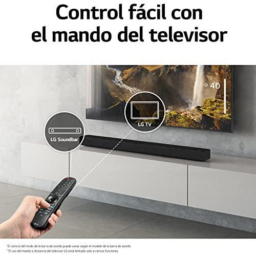 LG S65Q - Barra de Sonido Inteligente, 420W, 3.1 Canales, Sonido Envolvente DTS Virtual:X, Dolby Digital en Alta Resolución, Hi-Res 24bits/96kHz, Meridian Sound Music, Negro
