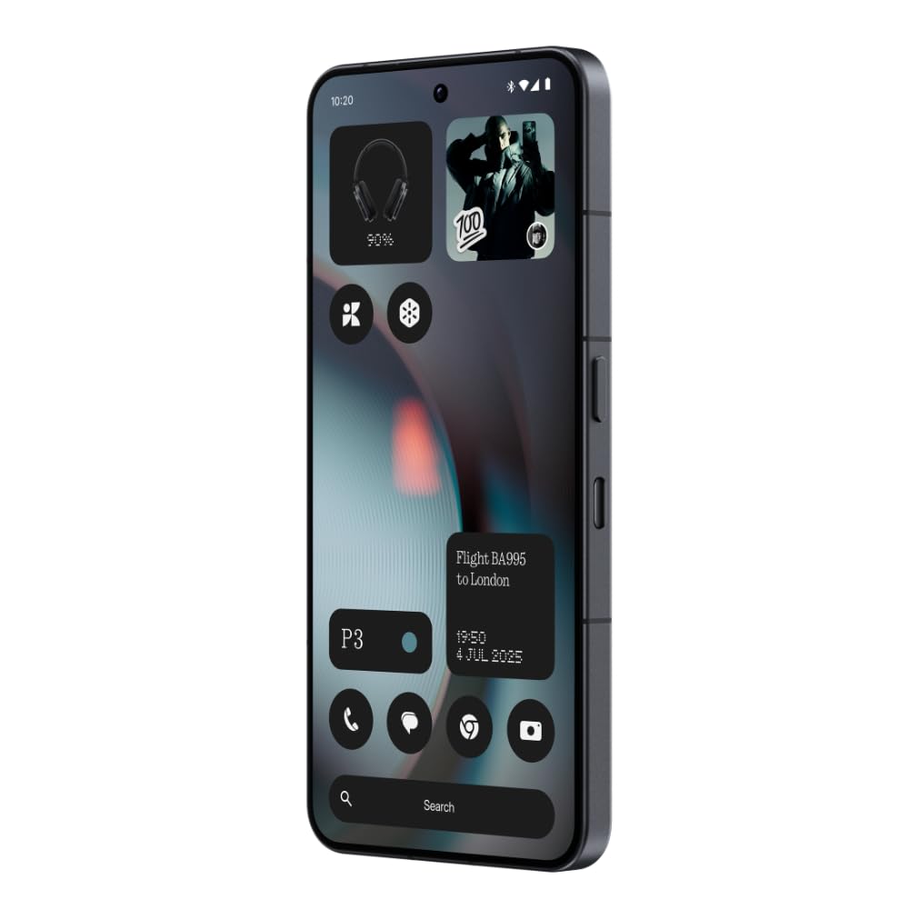 Nothing Phone (3) – Smartphone con Triple Cámara 50MP, Batería de Silicio Carbono de Larga Duración 24h, Pantalla AMOLED 6,67" con 120Hz y Glyph Matrix, 12GB + 256GB - Negro
