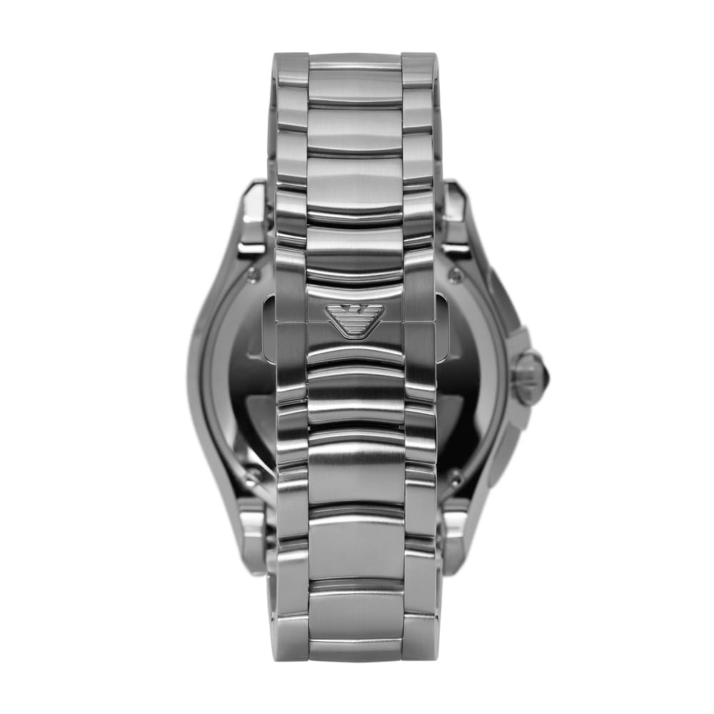 Emporio Armani Reloj Suizo para Hombre, Movimiento cronógrafo, 44mm Plata / Acero Caja de acero inoxidable con una correa de acero inoxidable, ARS9100