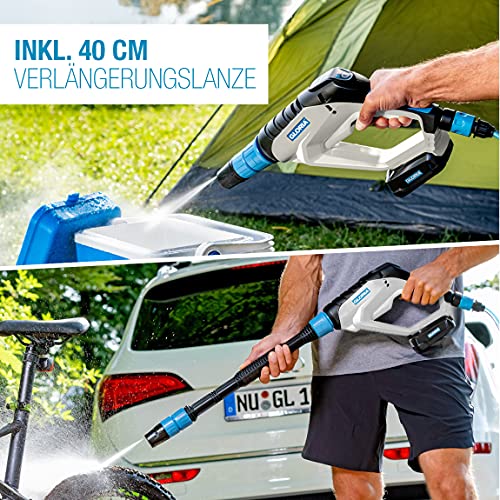Gloria MultiJet 18 V Set | Utilizable como Limpiador a presión, Pistola de Espuma, pulverizador, Cepillo | Boquilla 4 en 1, Lanza de 40 cm, Manguera de 5 m | Incl. batería 18 V Bosch