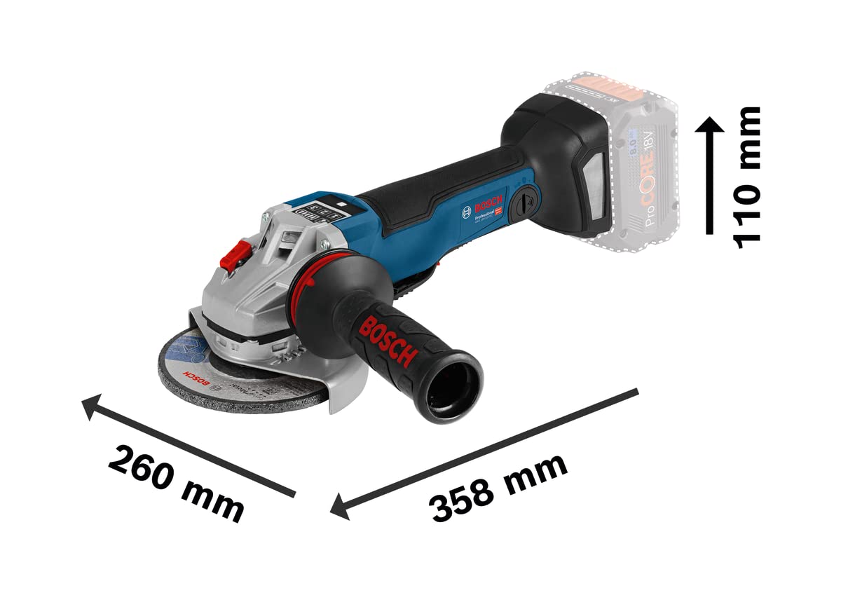 Bosch Professional 18V System GWS 18V-10 PSC - Amoladora angular a batería (Brushless, Ø 125 mm, vel. regulable 4500 - 9000 rpm, Connectivity, hombre muerto, 2 baterías ProCORE 5.5Ah, en L-BOXX)