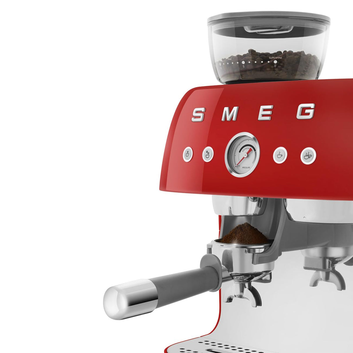 SMEG EGF03RDEU Cafetera Espresso con Molinillo, Plastic, Rosso
