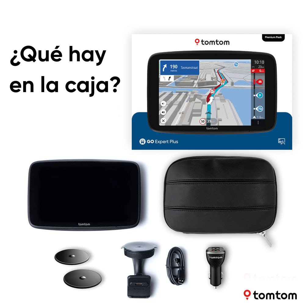 TomTom GPS para camión GO Expert Plus Premium Pack (Pantalla HD 7", rutas vehículos Grandes/PDI, TomTom Traffic, mapas del Mundo, avisos de restricciones, señales visuales, USB-C)
