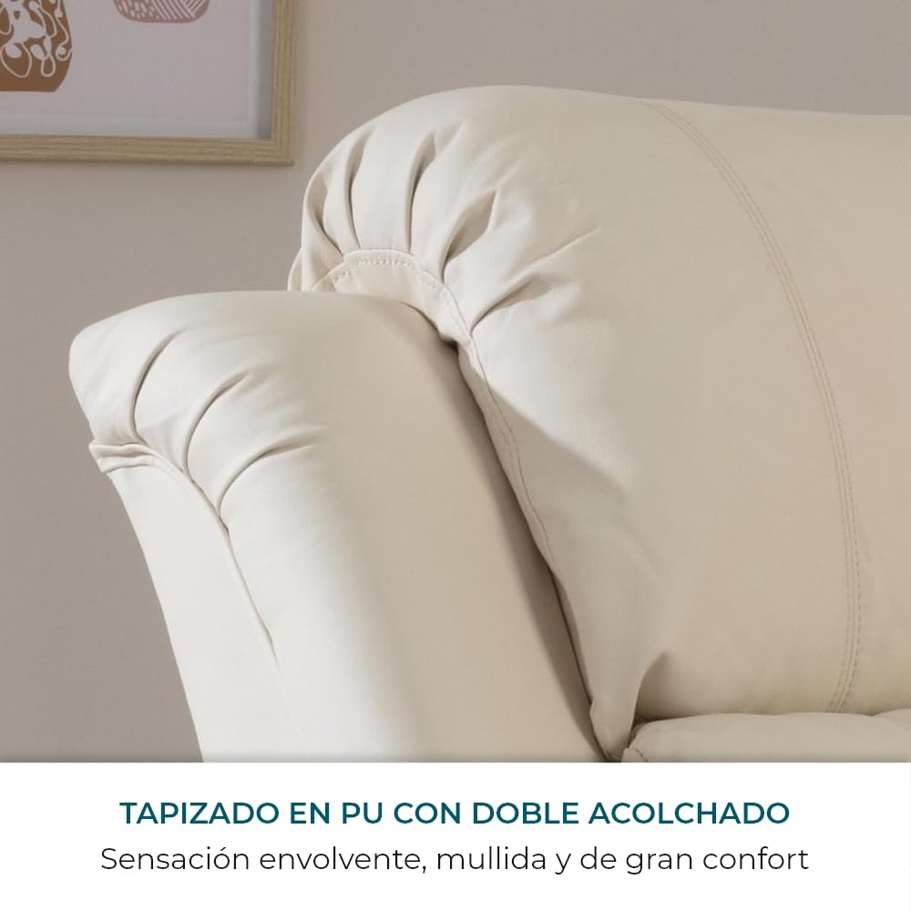 ZZ DON DESCANSO - Sillón Relax Eléctrico Levanta Personas Trevi Crema, Reclinación 160º, 10 Programas, Temporizador, Calor Lumbar, Sist. Masaje 4 Zonas, Acabado PU, Incluye Mando