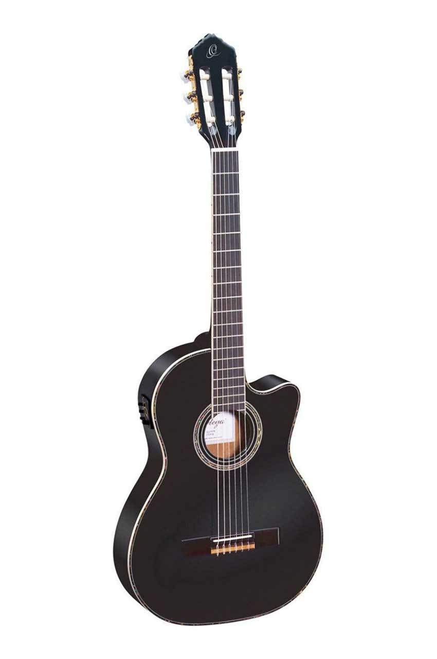 Ortega Classical Guitar Family Series Pro 44 Incluye funda, Caja fina, Mástil delgado BK Negro RCE145BK