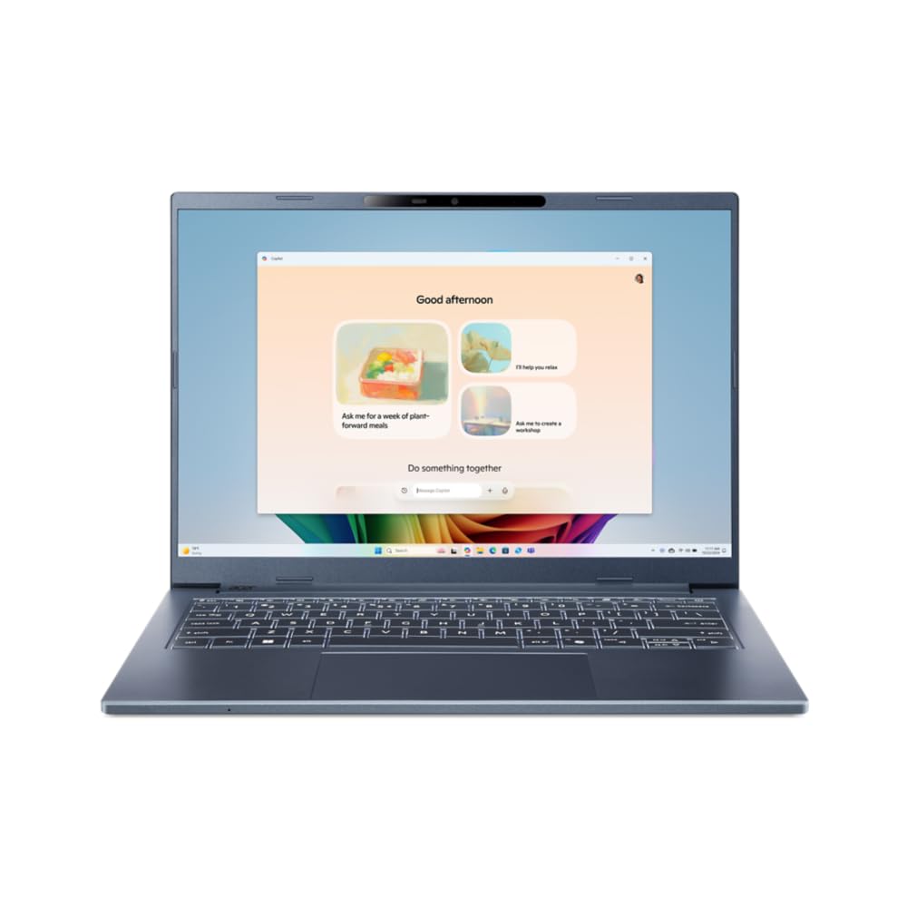 acer Aspire 14 AI Copilot+ PC A14-11M, Ordenador Portátil 14" WUXGA IPS (Qualcomm Snapdragon X X1-26100, 16 GB RAM, 512 GB SSD, Qualcomm Adreno, Windows 11 Home), Azul, Teclado QWERTY Español