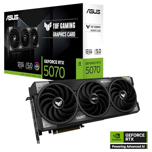 ASUS TUF Gaming GeForce RTX 5070 12GB GDDR7 - Tarjeta gráfica Gaming (PCIe 5.0, HDMI/DP 2.1, 3.125 Ranuras, componentes de Grado Militar, Revestimiento PCB, Ventiladores axial-Tech)