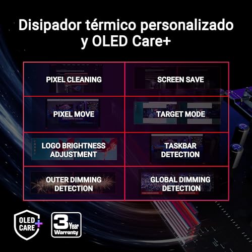 ASUS ROG Swift OLED PG27AQDP - Monitor Gaming WOLED de 27 Pulgadas, 480 Hz, 0,03 ms, G-Sync, disipador térmico, OLED Care+, Asistente AI, Brillo Uniforme, 99% DCI-P3 y DisplayWidget Center