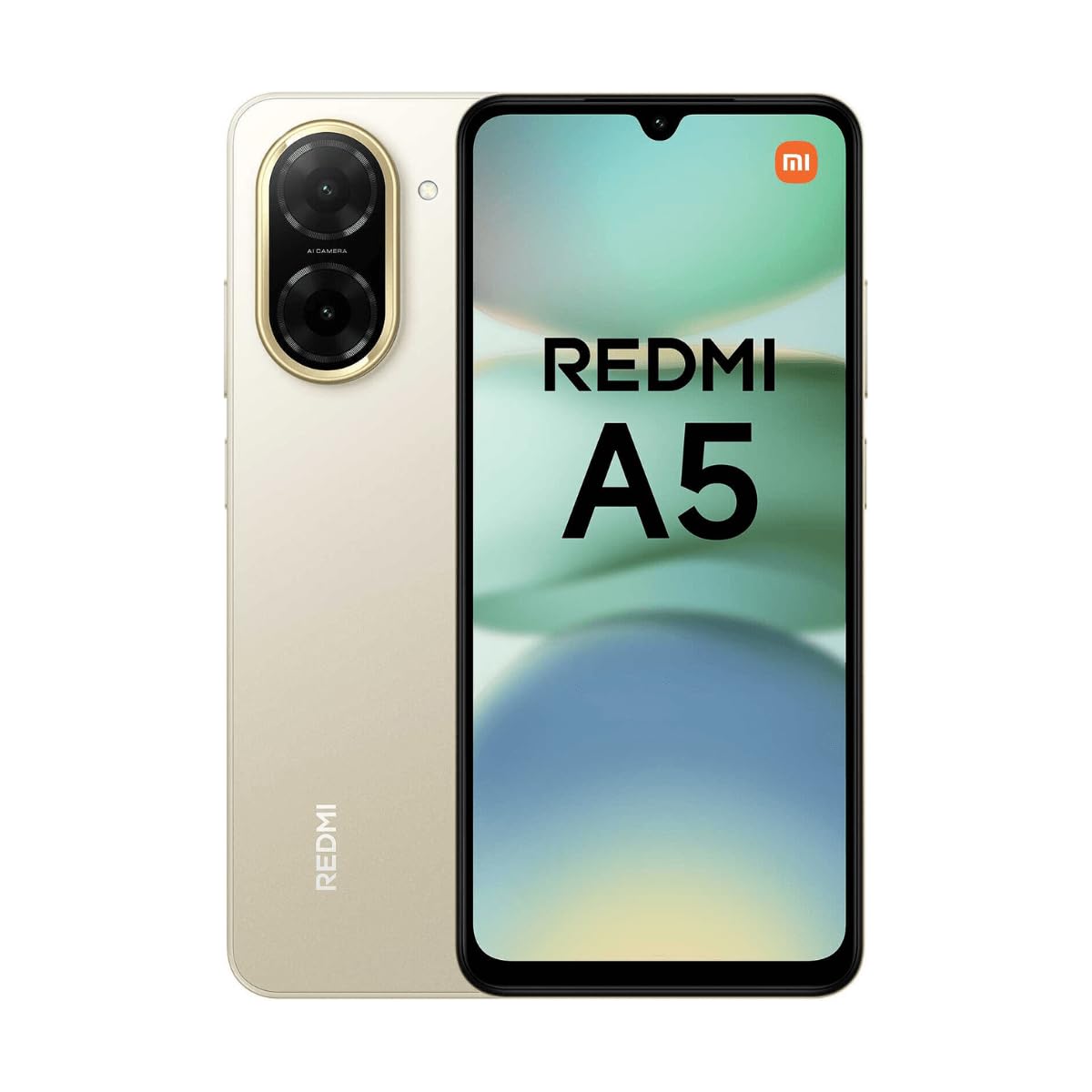 XIAOMI Redmi A5 - Smartphone de 4+128GB, Pantalla inmersiva de 6,88" 120 Hz, Potente procesador Octa Core, Cámara Dual AI de 32 MP, 5100 mAh, Cargador no Incluido, Dorado (Versión ES)