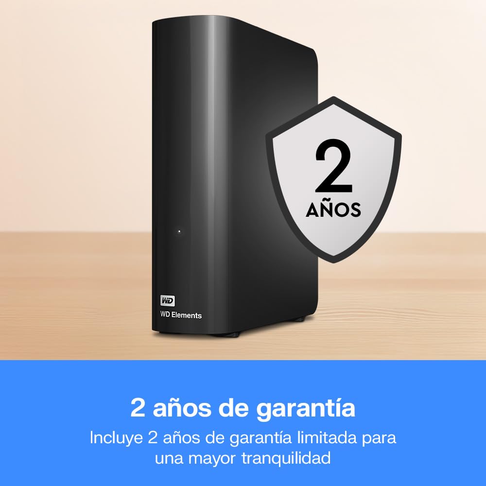 WD 26TB Elements Disco Duro Externo de Escritorio, USB 3.1 Gen 1, Plug-and-Play solución para un fácil Almacenamiento Adicional de Tus Fotos, música, vídeos y Archivos Importantes, Negro