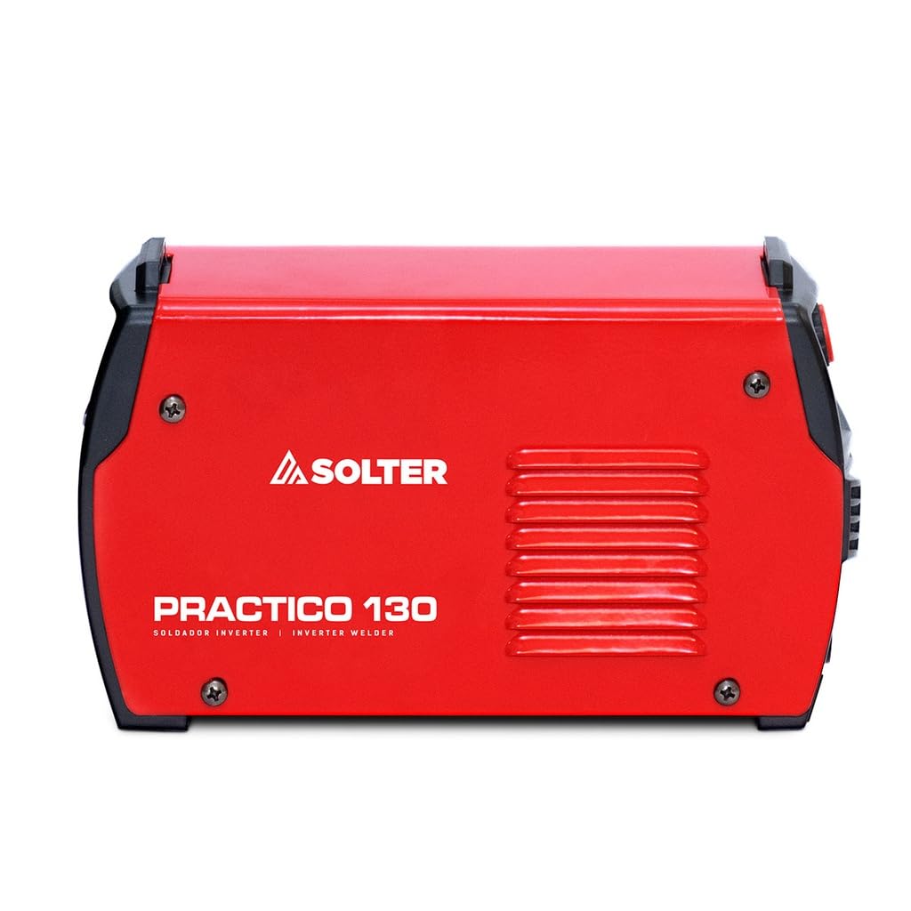 Solter Inverter PRACTICO 130 - Soldador Portátil 130A - Tecnología Inverter - MMA/TIG por Raspado - Regulación Digital - Ligero 2Kg - Incluye Maletín y Accesorios - Compatible con Generadores