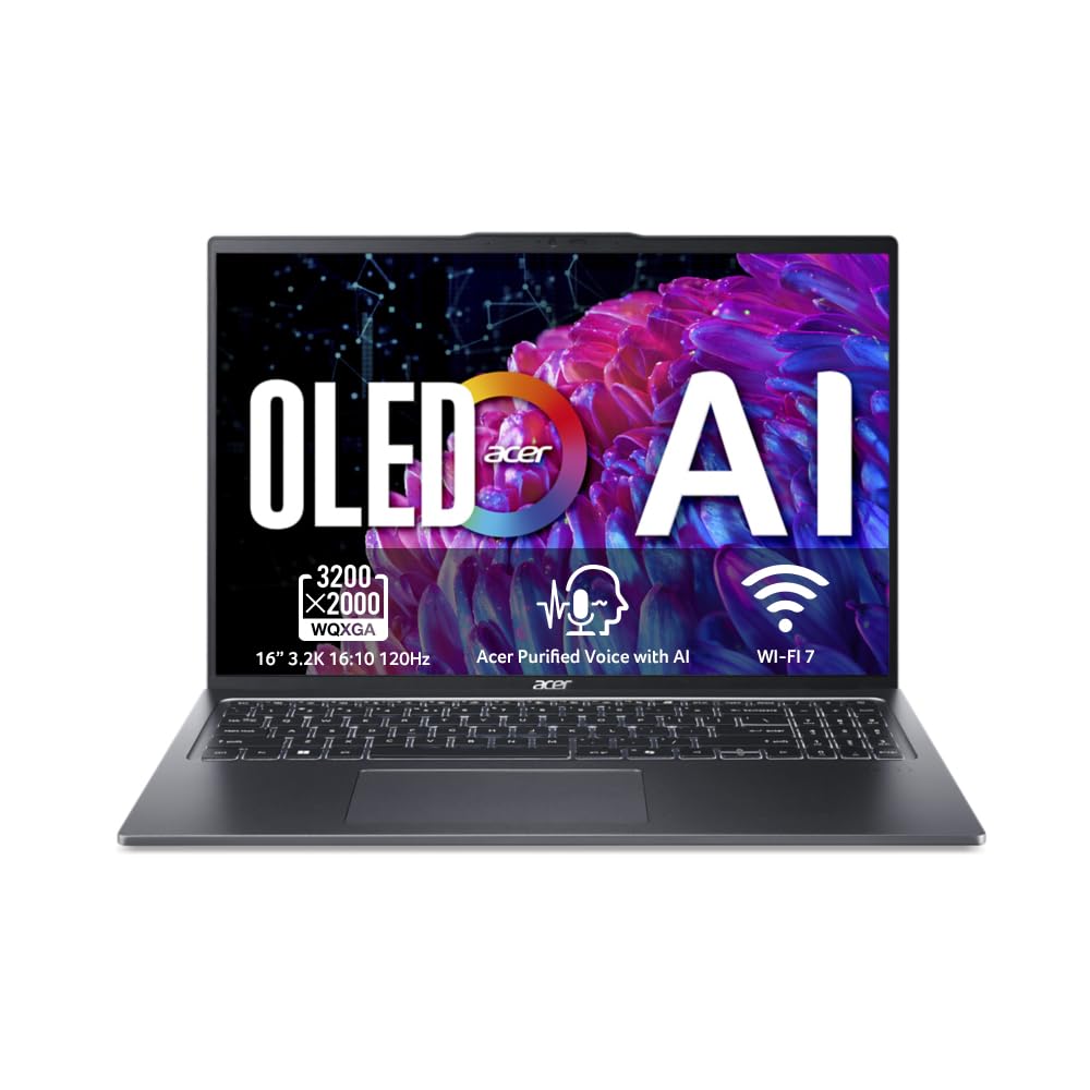 Acer Swift Go 16 SFG16-72-99Q7 - Ordenador Portátil 16" WQHD OLED (Intel Core Ultra 9 185H, 32GB RAM, 1TB SSD, Intel Arc Graphics, Windows 11 Home) Plata - Teclado QWERTY Español
