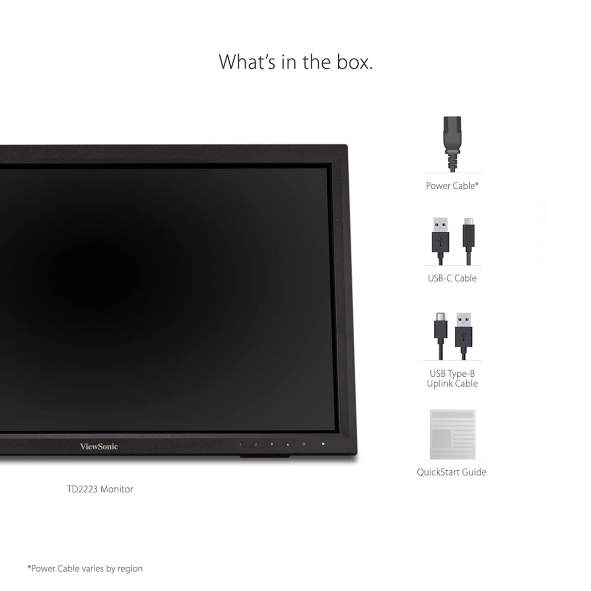 ViewSonic TD2223 - Monitor táctil de 22" Full HD, HDMI, USB, 10 Puntos, Soporte Integrado, Altavoz, Color Negro