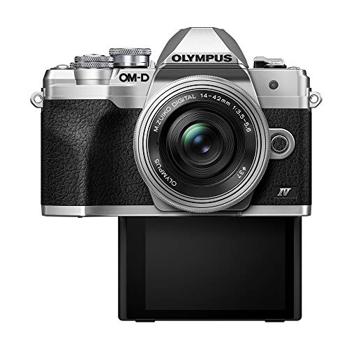 Kit de cámara del Sistema Micro Four Thirds Olympus OM-D E-M10 Mark IV, Sensor de 20 Mpx, Visor electrónico, vídeo 4K, Wi-Fi, Plata, Incluye el M.Zuiko Digital ED 14-42mm F3.5-5.6 EZ Pancake Plata