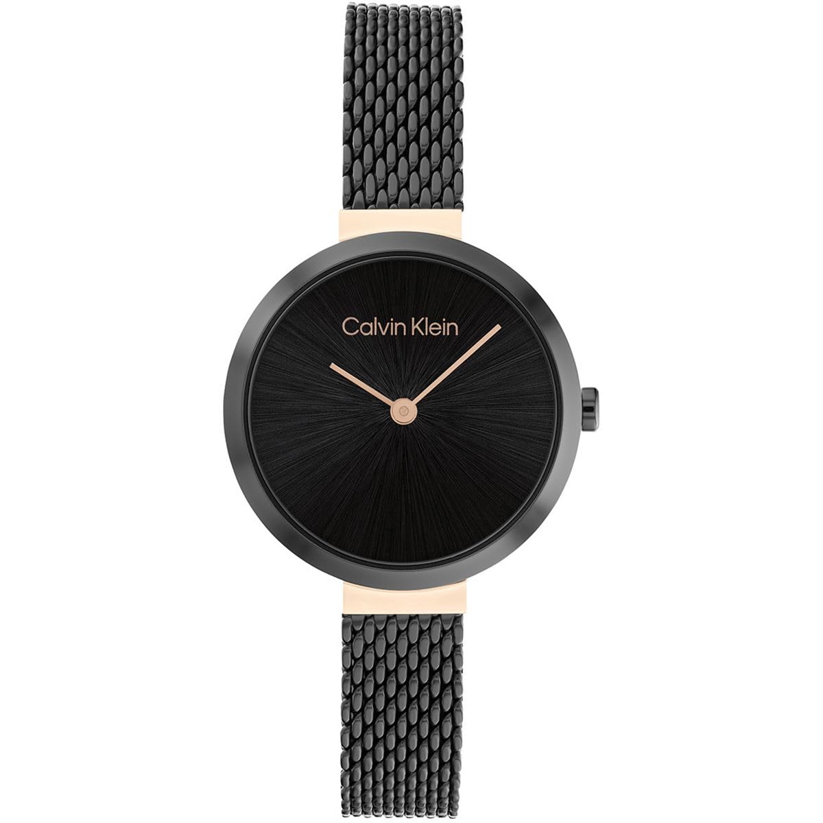 Calvin Klein Reloj Analógico de Cuarzo para Mujer Colección Minimalistic T Bar 28MM Mesh con Correa de Malla de Acero Inoxidable Negra - 25200084