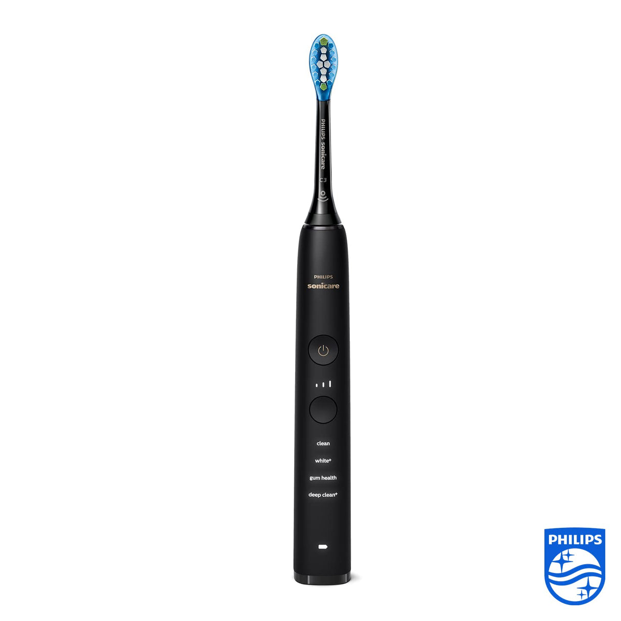Philips Sonicare DiamondClean 9000 - Cepillo de dientes eléctrico negro, 4 modos, 3 intensidades, sensor de presión de encías, aplicación, mango conectado, enchufe de baño de 2 pines, el embalaje