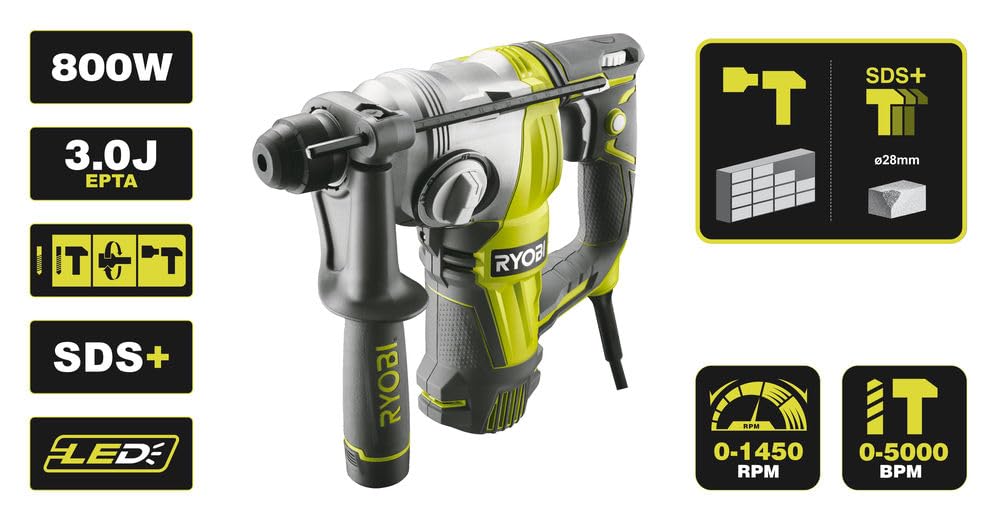 RSDS800-KC - Perforadora de cincel para RSDS800 W, 800 W, 4 modos