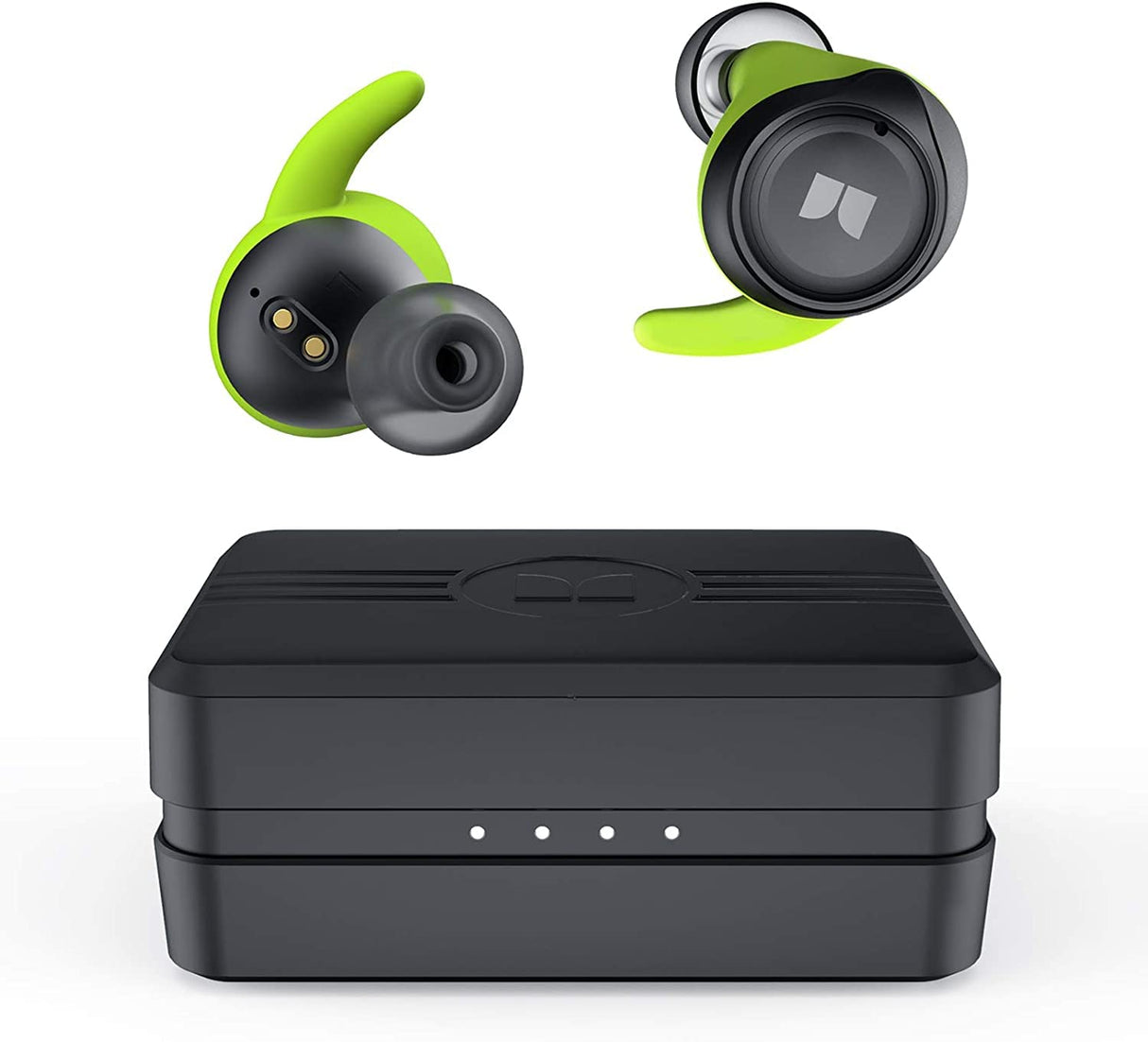 Monster Champion AIRLINKS, Auriculares Deportivos Bluetooth en el oído, Auriculares Impermeables, Calidad de Audio estéreo 3D, cancelación de Ruido, 100 Horas de duración de la batería con Estuche de