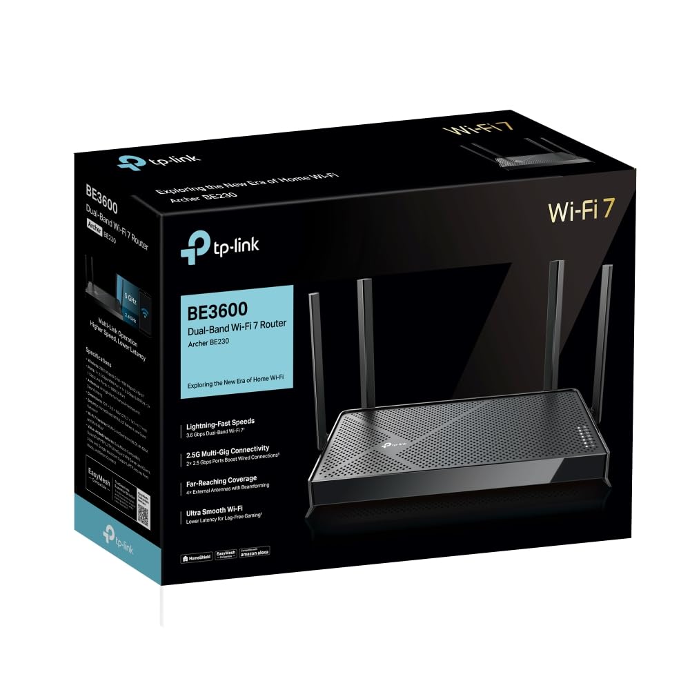 TP-Link BE3600 - Enrutador Wi-Fi 7 de Doble Banda, inalámbrico y cableado, hasta 3.6 Gbps, Puertos Multi-Gigabit 2.5G, MLO, Juegos y transmisión, Compatible con EasyMesh, fácil configuración,