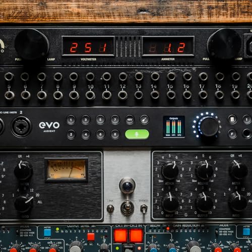Audient EVO16 Interfaz de audio, tecnología de conversión de última generación (24 entradas/salidas, Smartgain multicanal, loopback de audio, 8 amplificadores de micrófono, conexión USB-C), Negro
