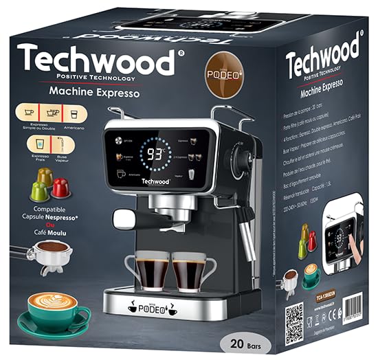 Techwood Máquina de café expreso TCA-1386EXN