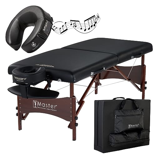 Master Massage Banco de Masaje portátil Plegable con cojín Musical, Negro, 71 cm