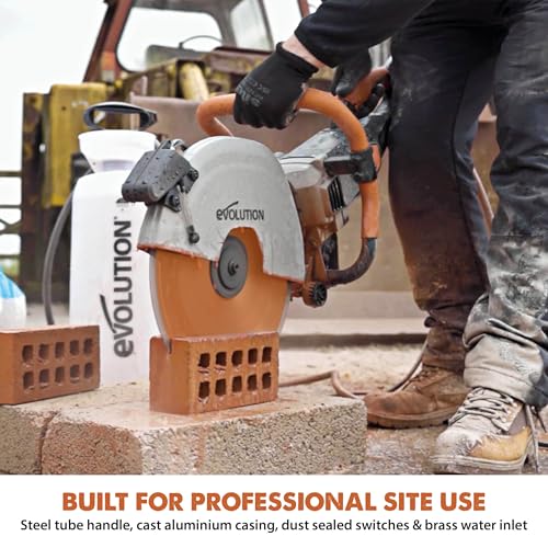 Evolution Power Tools R350DCT - Sierra de hormigón, sierra de corte, para cortar hormigón, piedra, ladrillo, tejas y más, cortador de disco eléctrico de 350 mm, hoja de diamante premium, 230 V, 350 mm