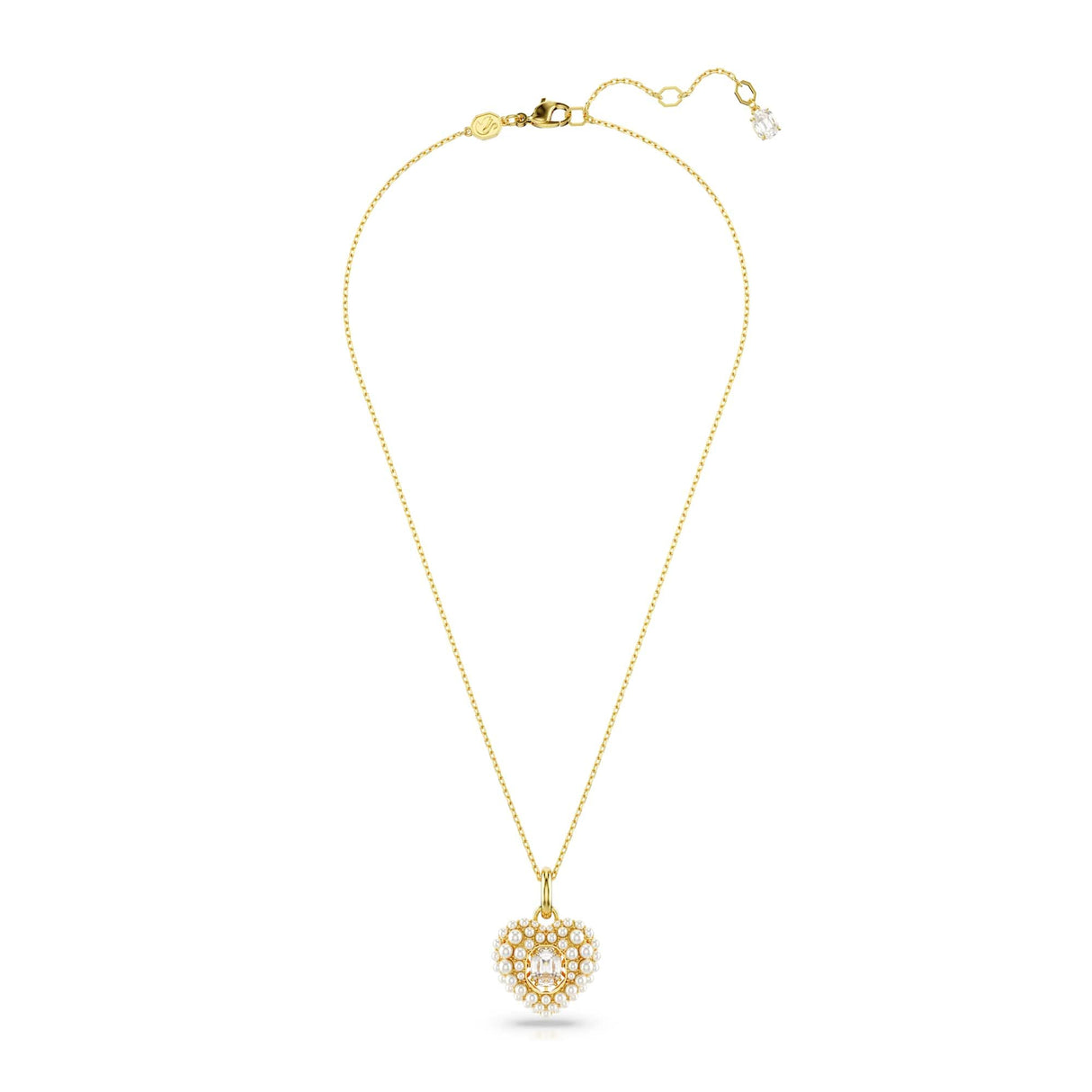 Swarovski Colgante Hyperbola, Corazón, Blanco, Baño tono oro